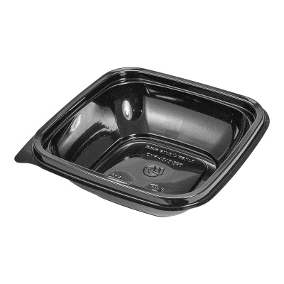 Контейнер-под-горячее-квадрат-250-мл-126х126х38-черный-без-крышки-ПП-Стиролпласт