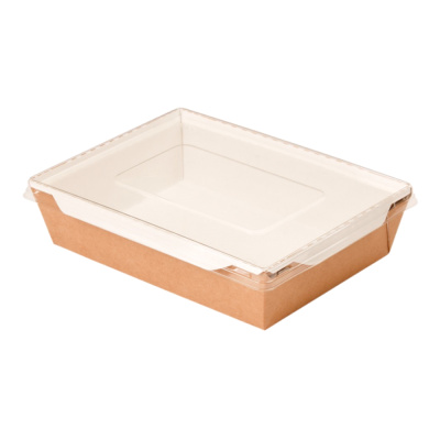 Контейнер-бумажный-1000-мл-222х162х55-прямоуг-крафт-белый-с-пластиковой-крышкой
