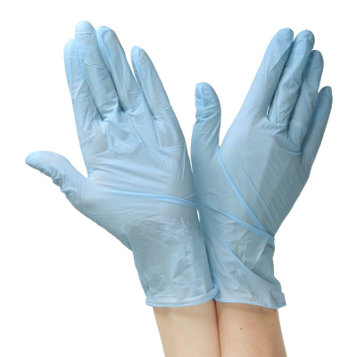 Перчатки "М" нитриловые неопудренные голубые