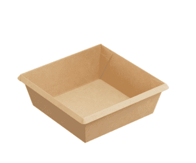 Контейнер бумажный 550 мл 130х130х45 квадрат крафт/крафт без крышки