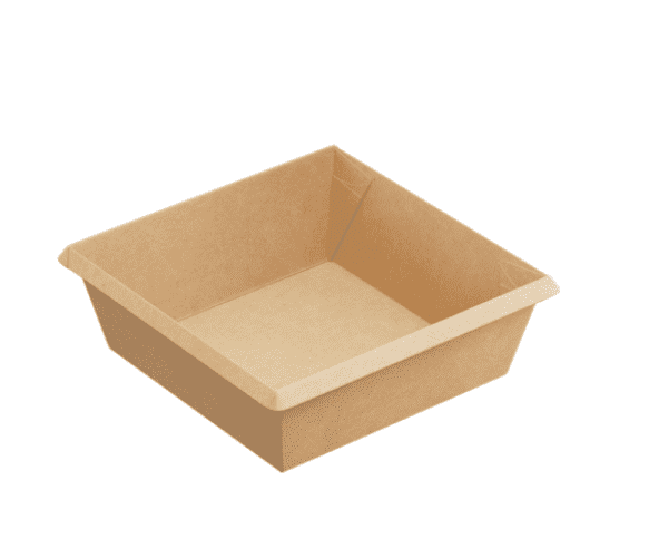 Контейнер бумажный 550 мл 130х130х45 квадрат крафт/крафт без крышки