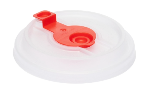 Крышка для стакана бумажного 90 мм ПРОЗРАЧНАЯКРАСНАЯ (с откидной заглушкой, тип В) ВЗЛП