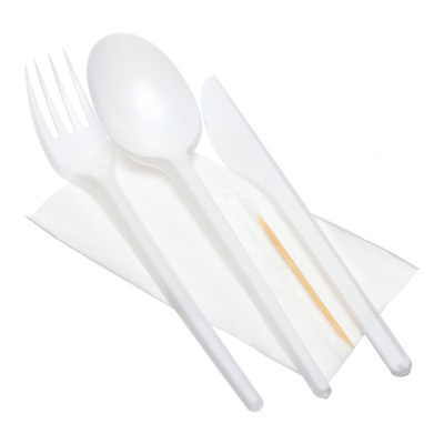 Набор-№5-(ложка+вилка+нож+зубочистка+салфетка)-белый-ПС-ВЗЛП Набор-№5-(ложка+вилка+нож+зубочистка+салфетка)-белый-ПС-ВЗЛП